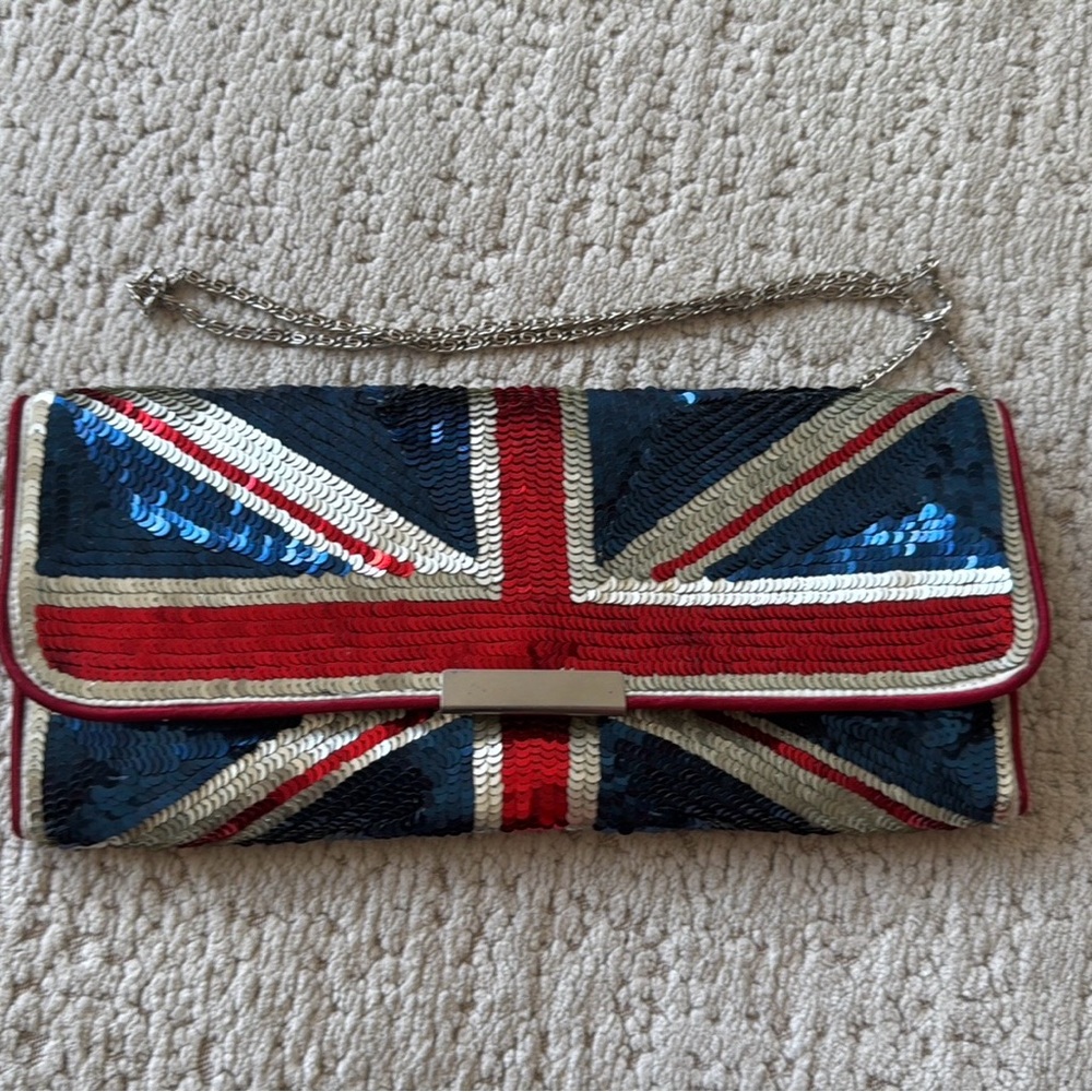 Union Jack British Flag Sequin Clutch Party Bag